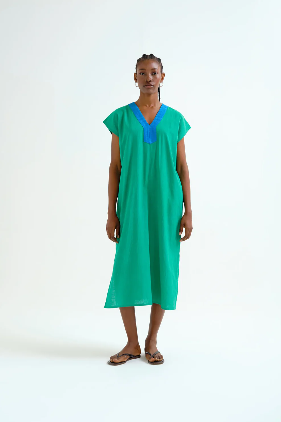 Contrast Neckline Kaftan