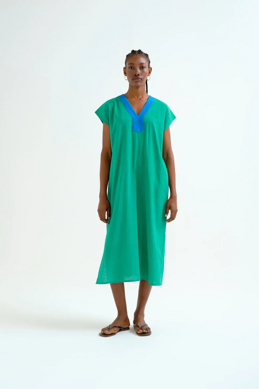 Contrast Neckline Kaftan