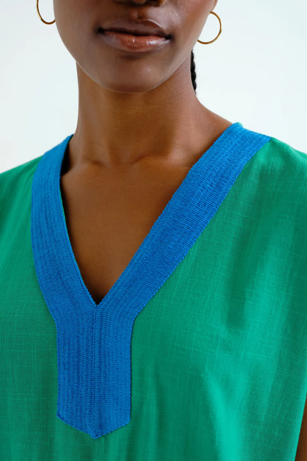 Contrast Neckline Kaftan