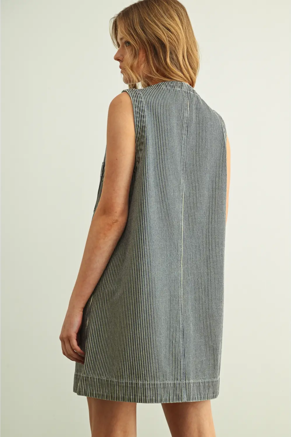 Striped Button Denim Dress