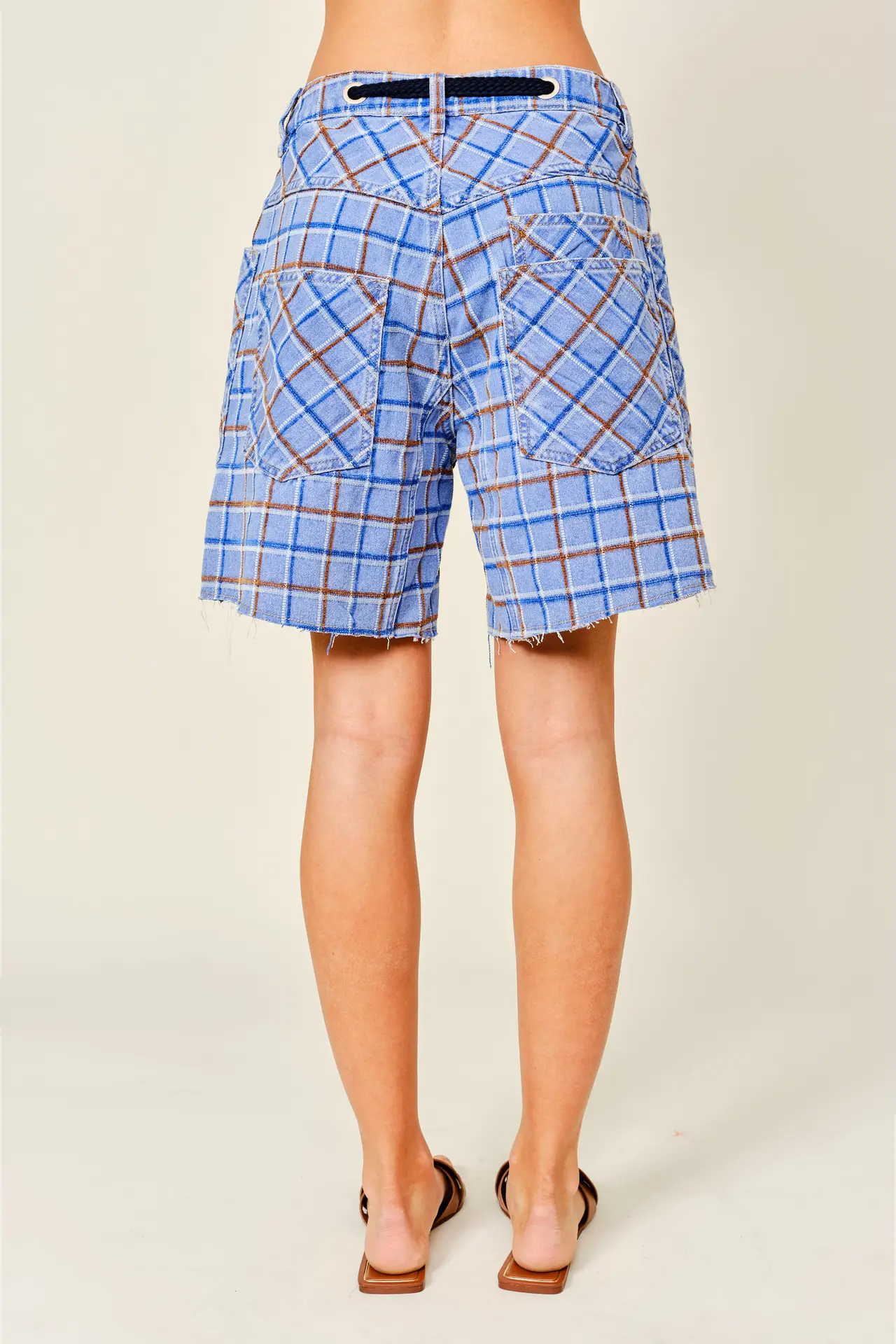 Plaid Belted Shorts