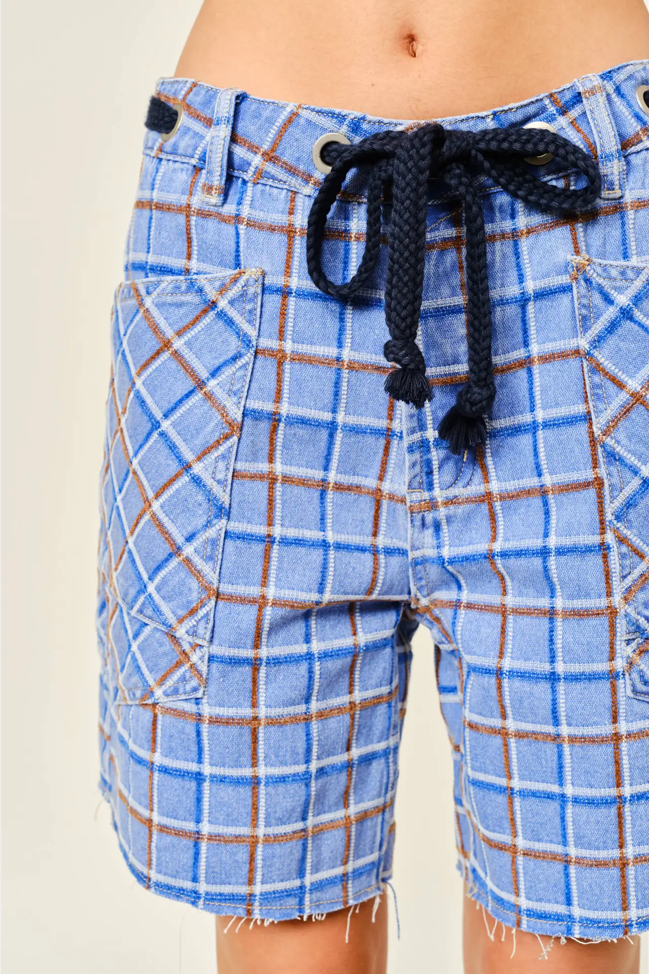 Plaid Belted Shorts