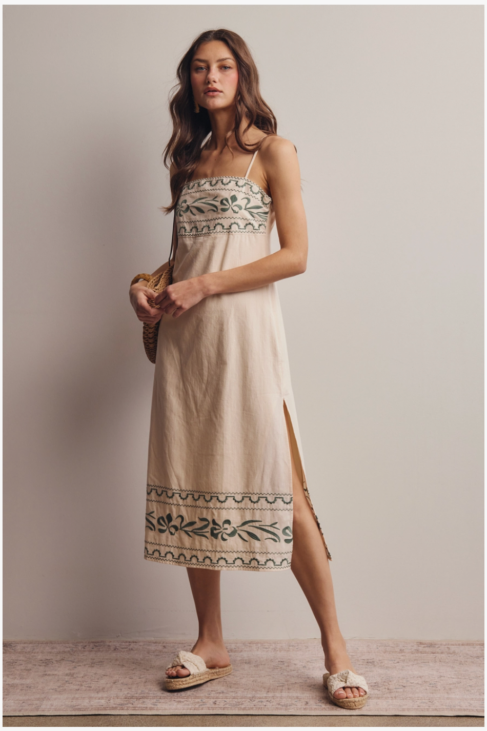 Cotton Embroidered Midi Dress