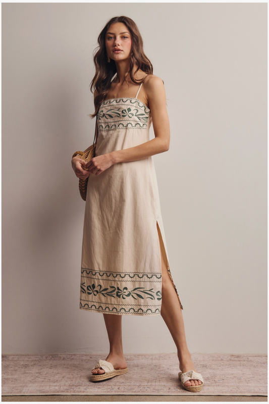 Cotton Embroidered Midi Dress
