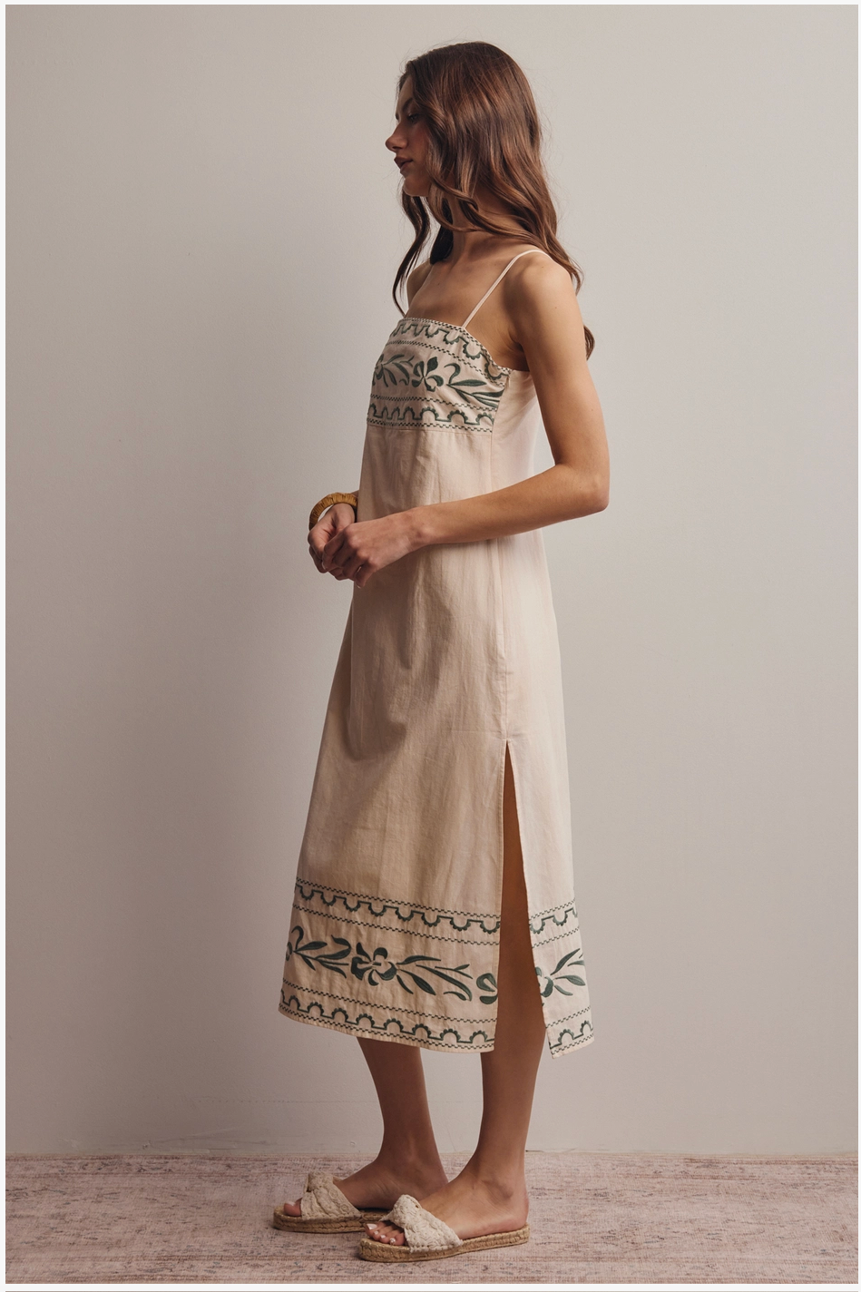 Cotton Embroidered Midi Dress