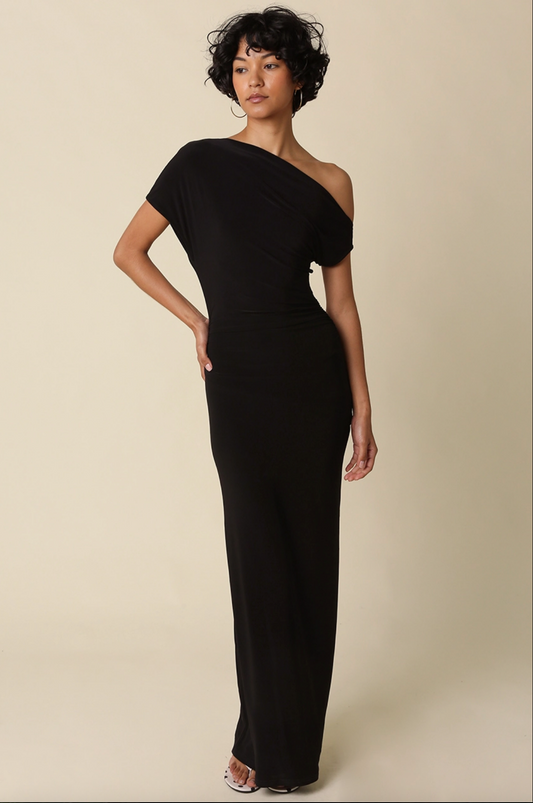 Noir One Shoulder Maxi