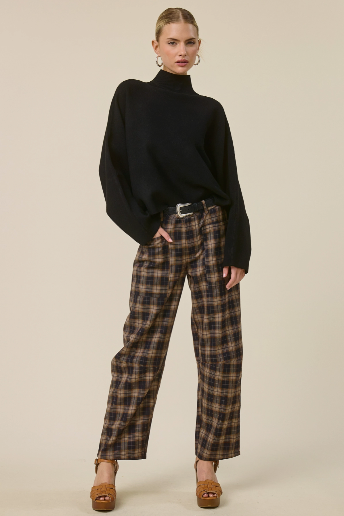 Plaid Barrel Pants