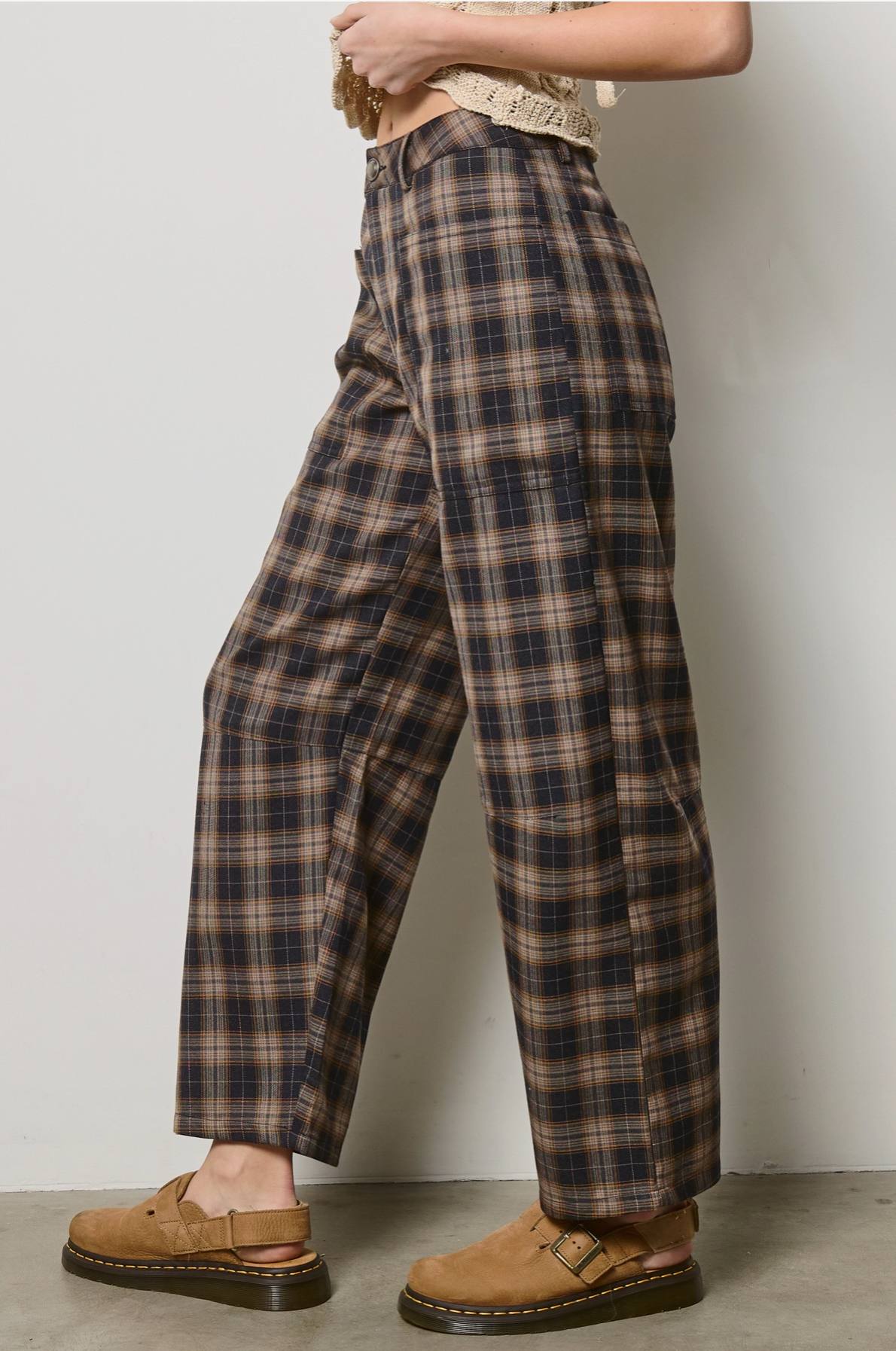 Plaid Barrel Pants