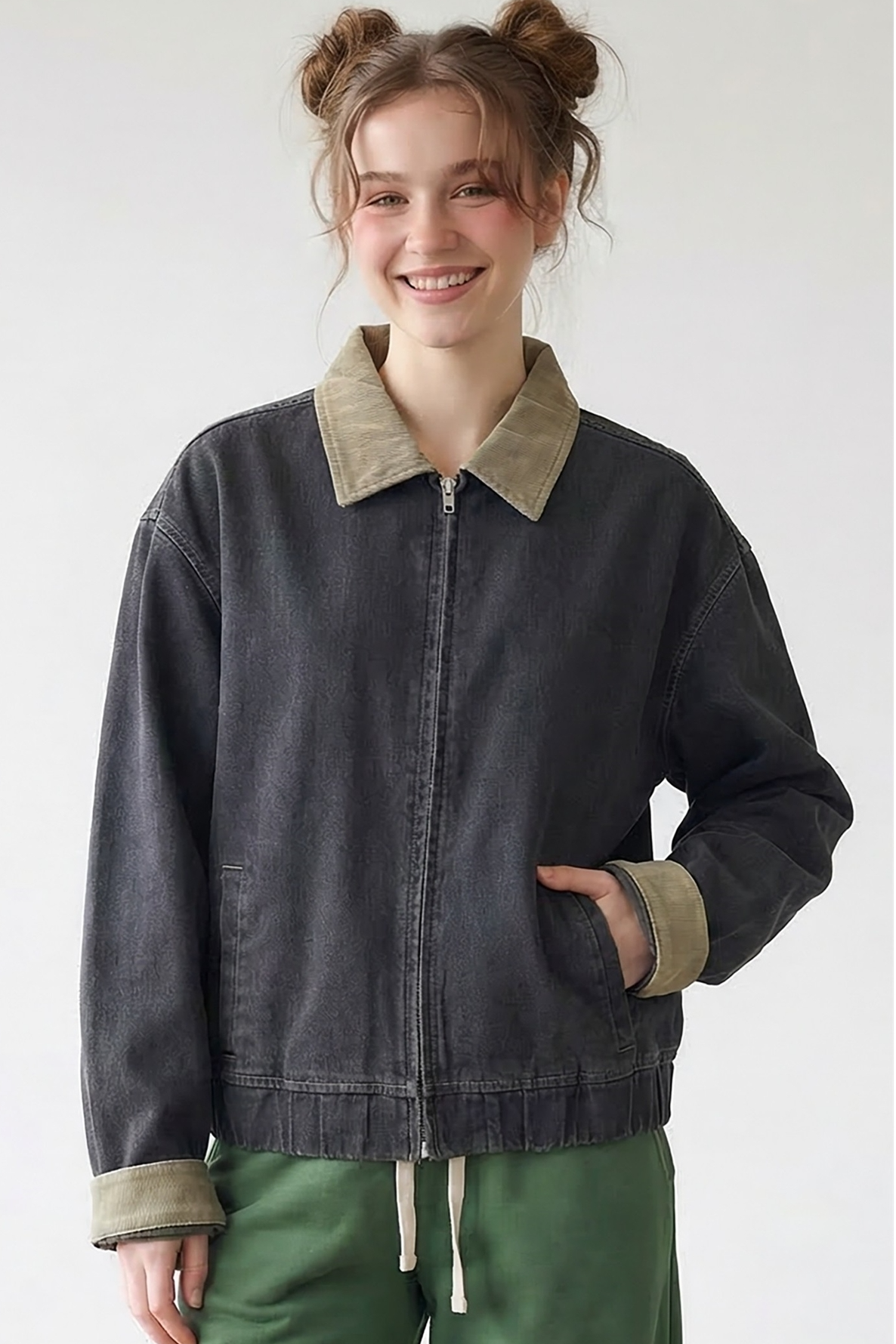 Contrast Collar Bomber Jacket