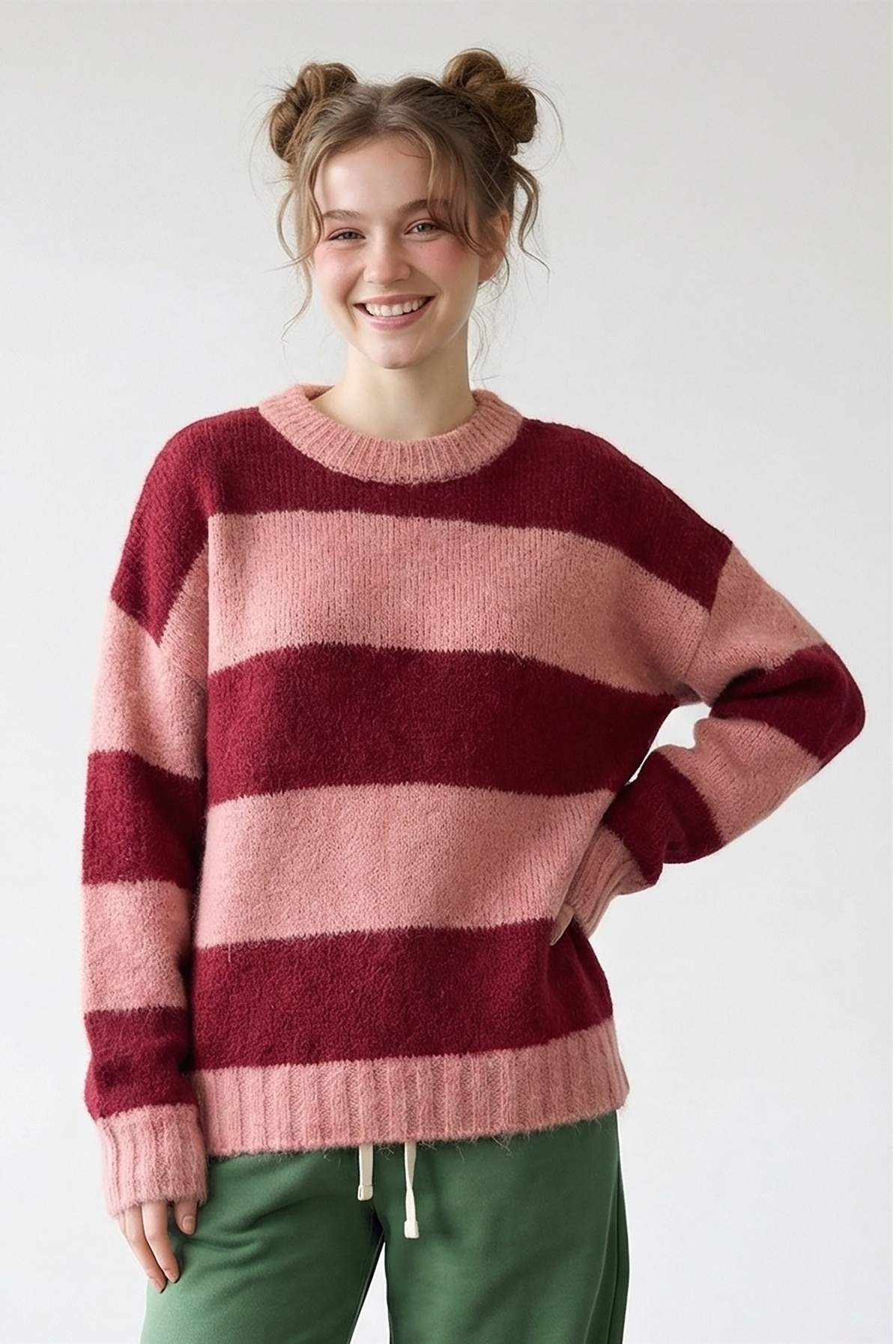 Pink Red Stripe Sweater