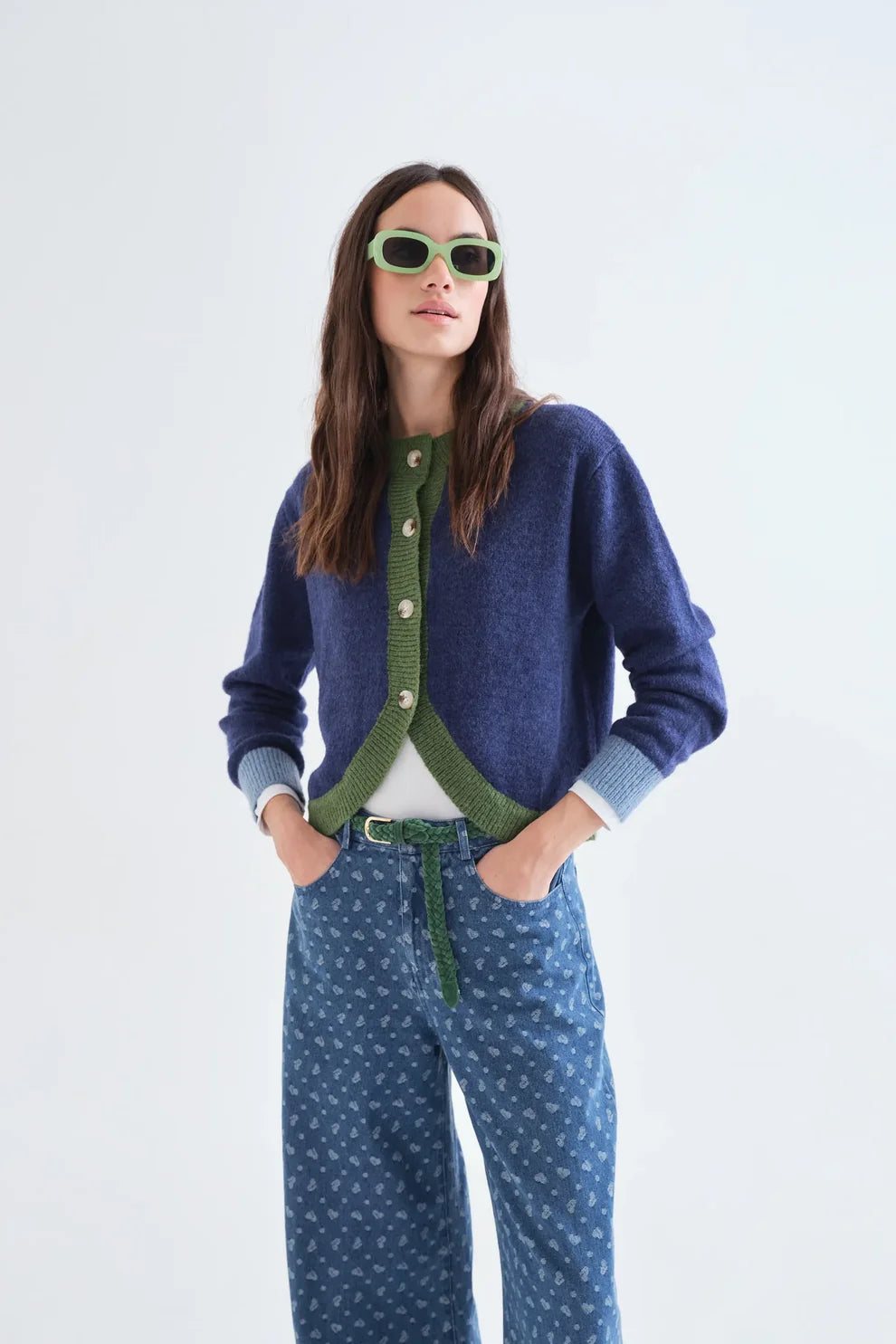 Two-Tone Knit Cardigan