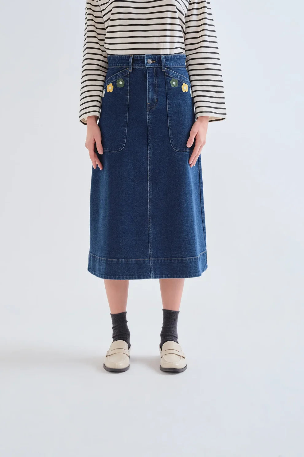 Denim Embroidered Skirt