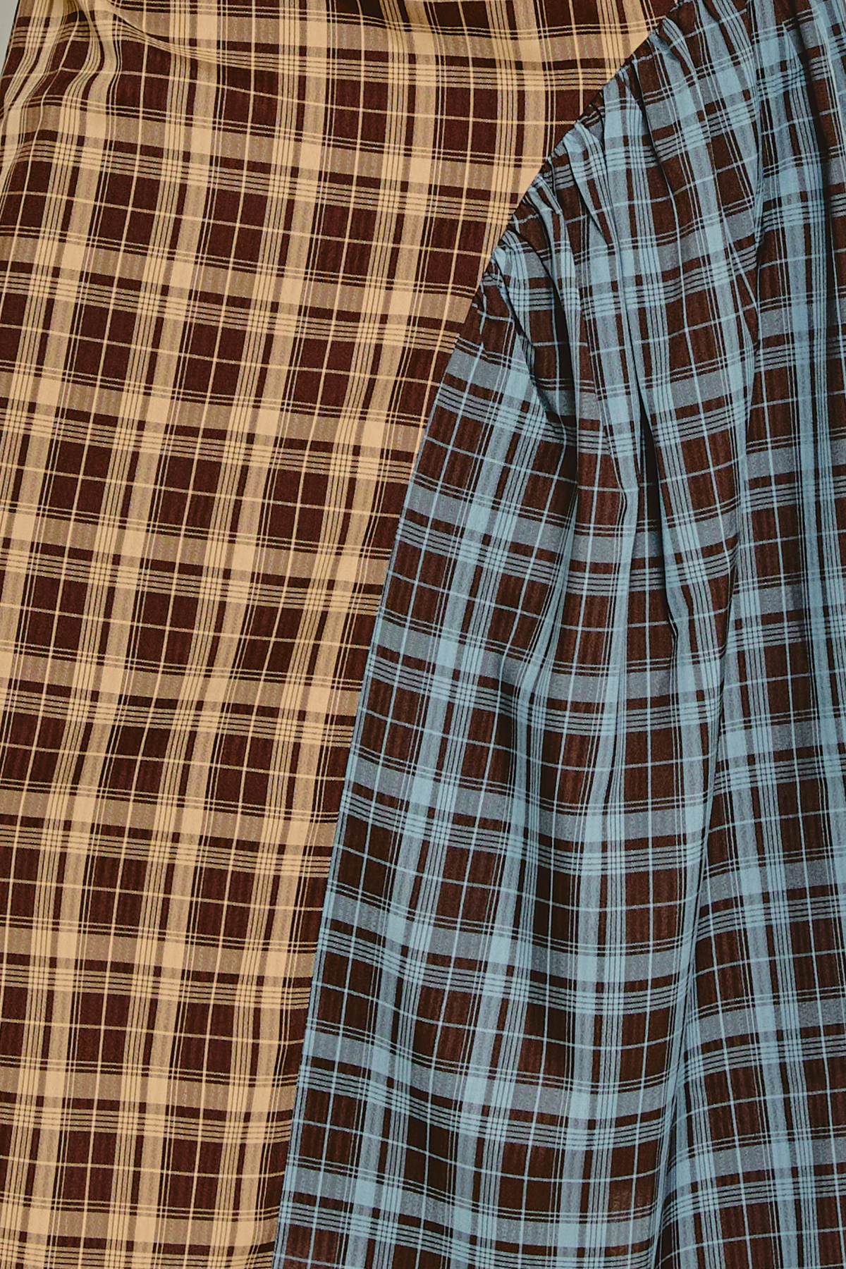 Contrast Check Panel Midi Dress