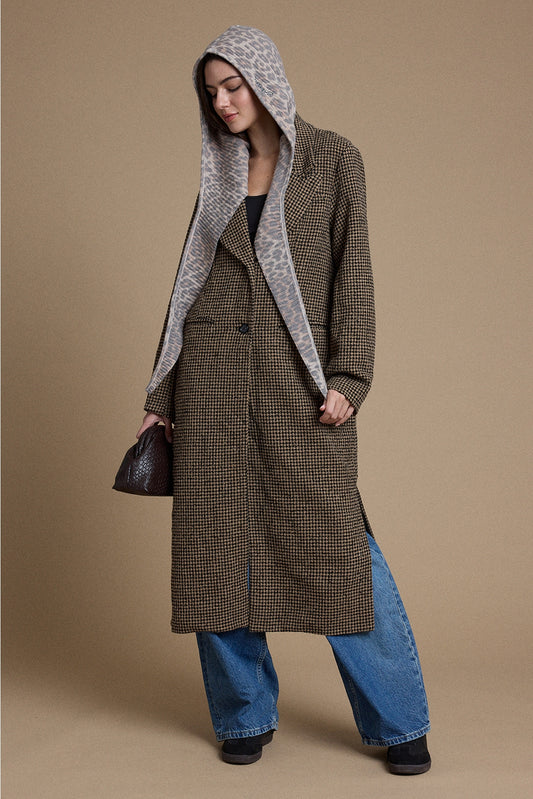 Houndstooth Long Coat