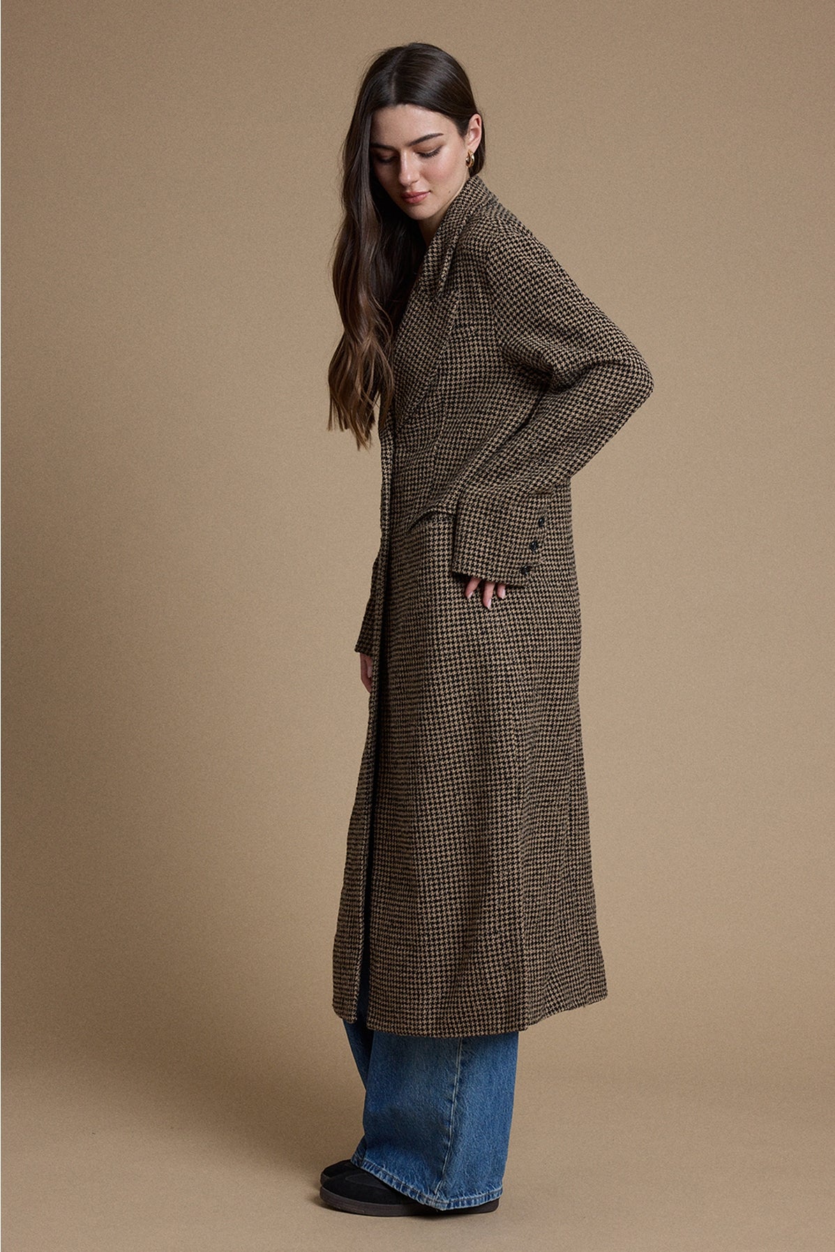 Houndstooth Long Coat