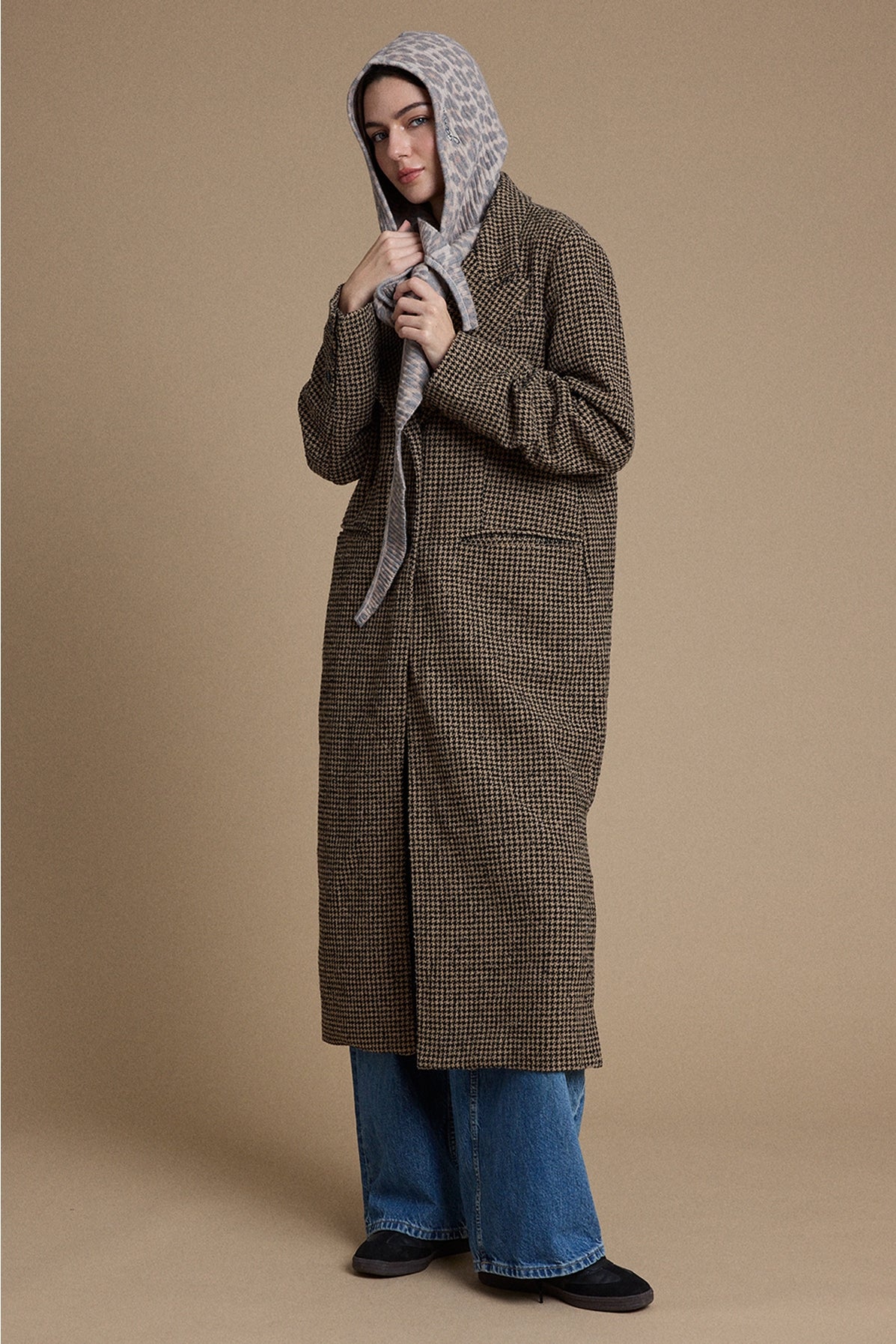Houndstooth Long Coat
