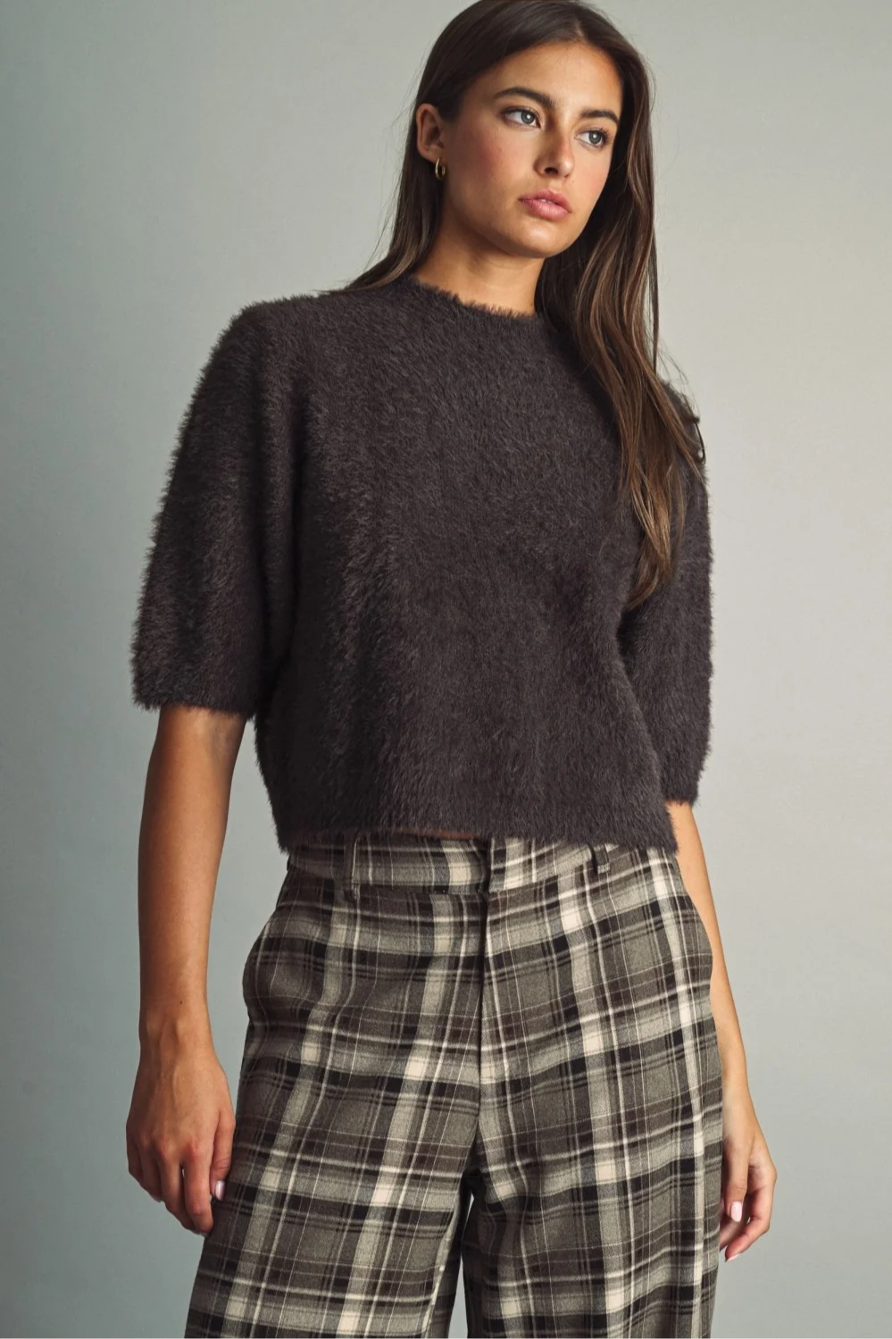 Fuzzy Half Sleeve Sweater